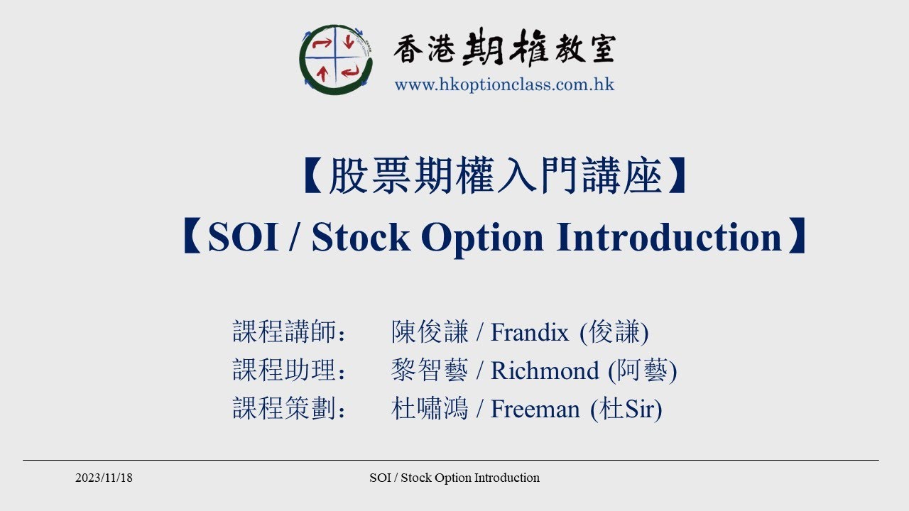 股票期權入門講座 / Stock Option Introduction 精華 Trailer (附中文字幕)