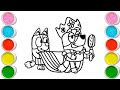 Bluey the bingo drawing for kids,easy draw,painting and colouring drawing for kids and toddler 🚸 🎨