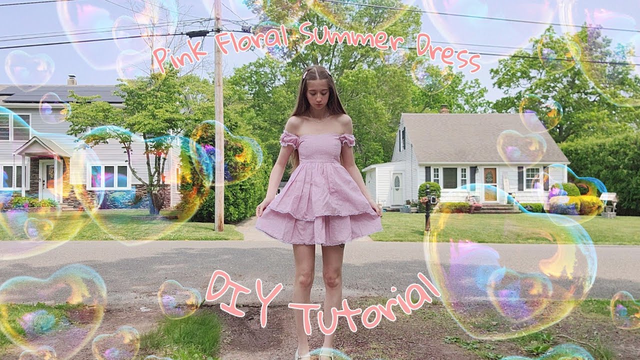 Pink Ruffle Dress Making Making a Pink Floral Ruffle Tier Dress with Detachable Off-The-Shoulder ...