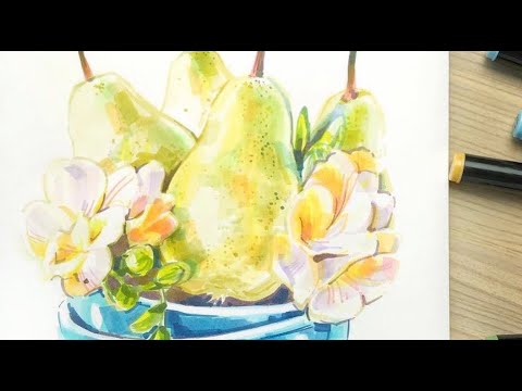 Солнечные груши. Рисуем спиртовыми маркерами SKETCHMARKER | Уроки рисования от ArtMarkers