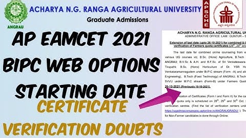 AP EAMCET 2021 BIPC Web options starting Date.?//Farmer & Non Farmer Certificate verification Doubts