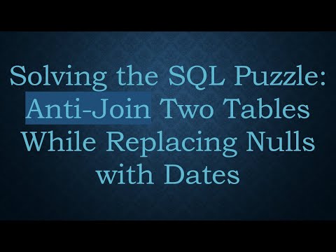 Solving the SQL