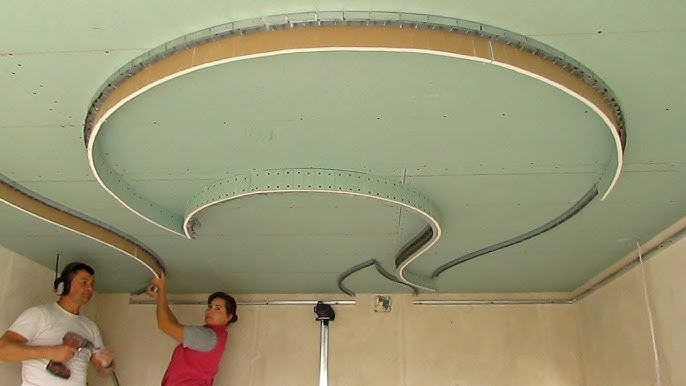 Монтаж круга на потолке из гипсокартона с подсветкой