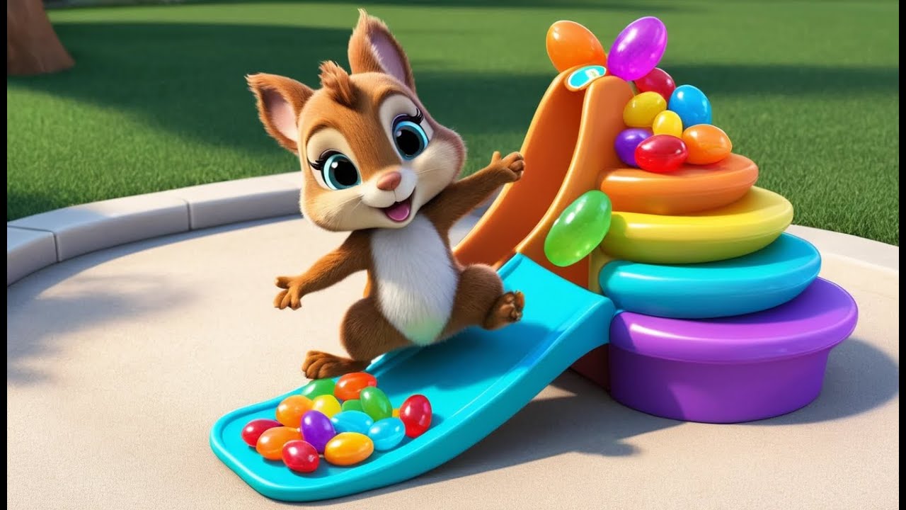 Sparkle Squirrel and the Rainbow Slide | Magical Squirrel Adventure Song for Kid | Rainbow Fun Rhyme