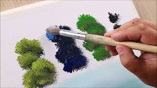 KING ART    TREES REFLECTION  N 58   PAINTING TECHNIQUE