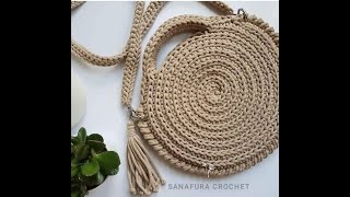طريقة عمل شنطة كروشيه مدورة بخيط السلسلة سهلة جدا للمبتدئين Round crochet bag @sanafuracrochet