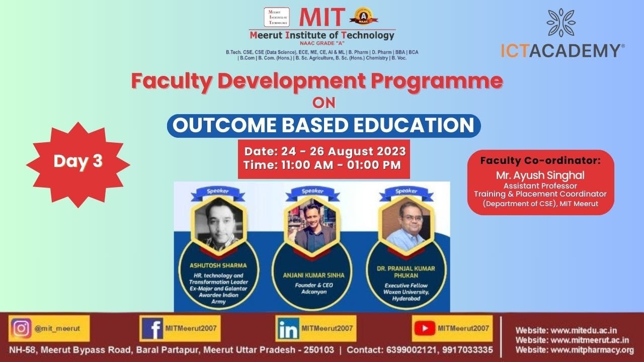 Online FDP on OUTCOME BASED EDUCATION | Day 3 (26-08-2023) | MIT Meerut ...