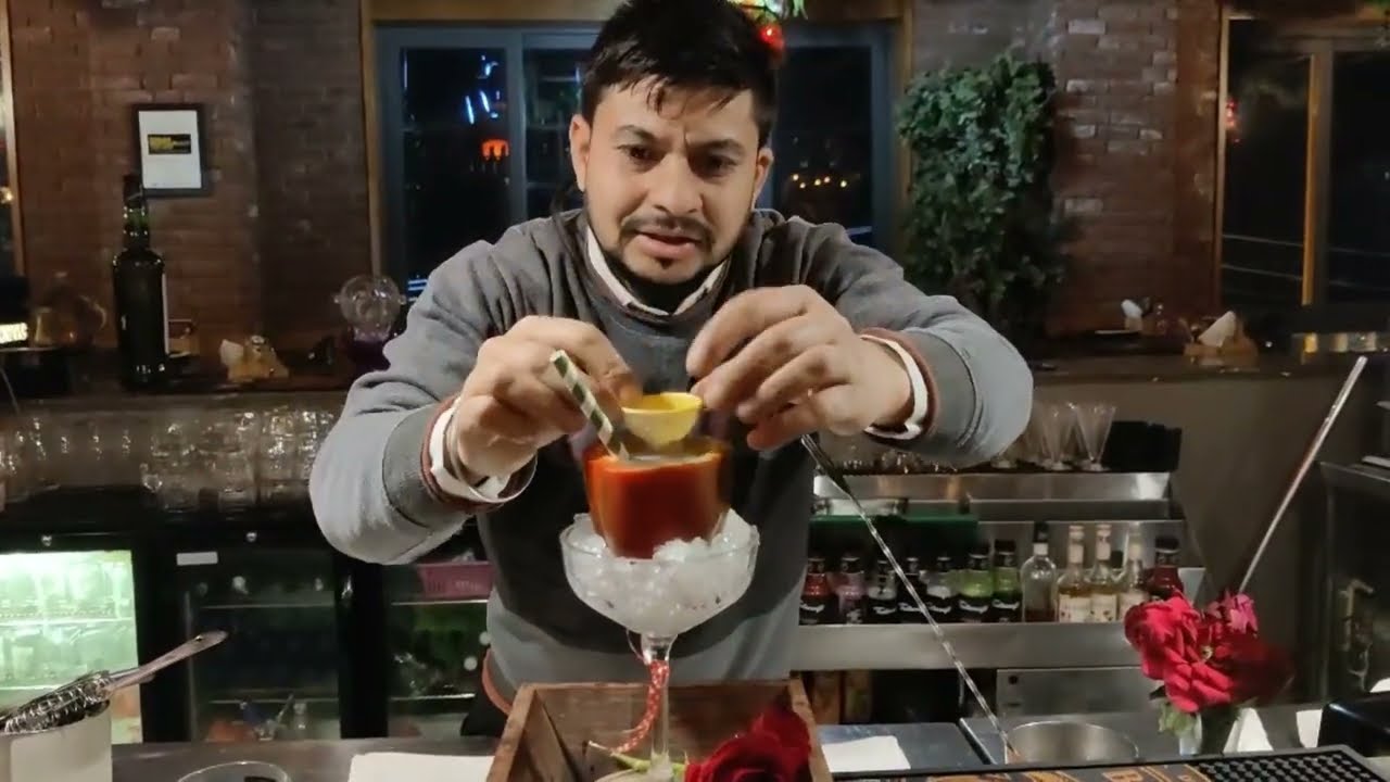 how to make craft cocktail| Bell pepper cocktail on fire 🔥 | How do you make a proper cocktail?