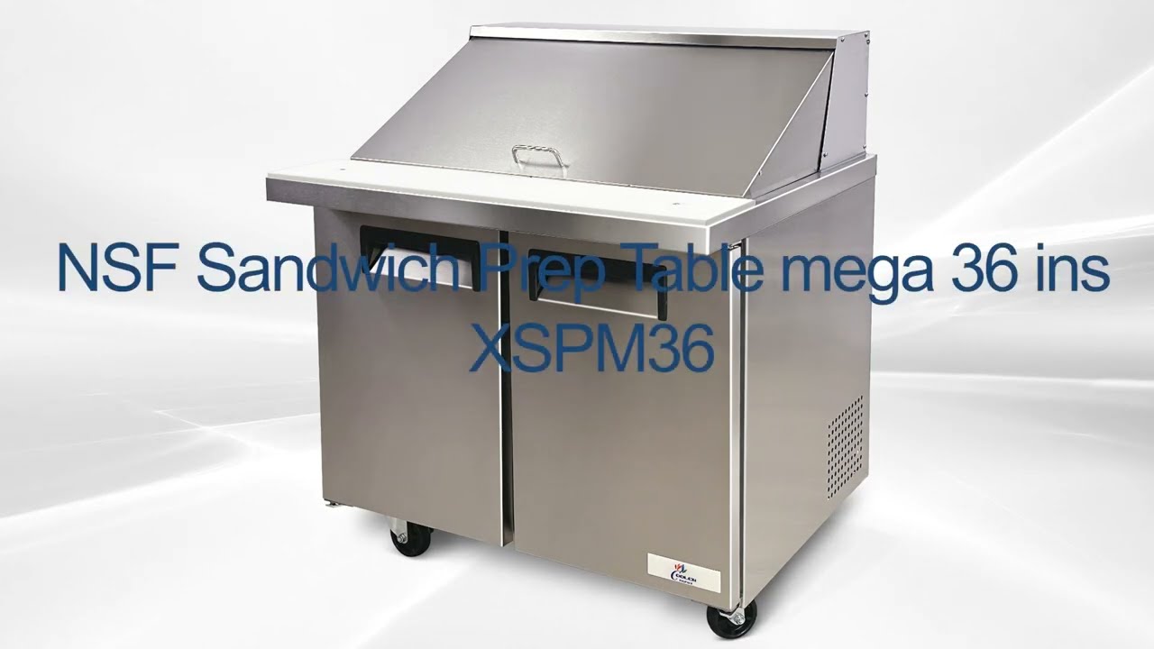 Refrigerated Prep Station Sandwich Salad Prep Table  Salad Bar with 304 Stainless Cover  Defrosting