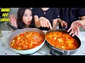 COUPLES COOKING CHALLENGE! Spicy Korean Kimchi Budae Jjigae (Army Based Stew)