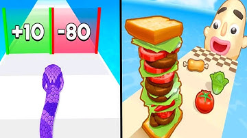 Snake Run Race 3D | Sandwich Runner - All Level Gameplay Walkthrough (Android iOS)