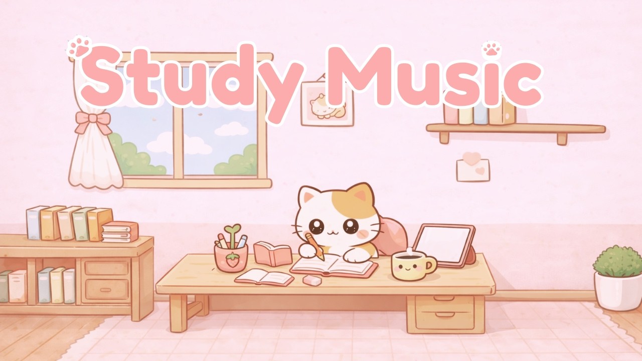 Study Music ☕📰 Lofi Kitten ☀️🌻1 Hour Cafe Song 🌸Stream cafe☕ cute & relaxing 🎶 Make Your Day Better