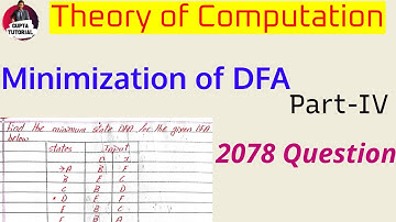 Minimization of DFA #importantquestion #2078Question  #theoryofcomputation