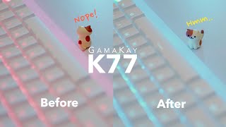GamaKay K77 Mods Before & After Typing Sounds Comparison | Gateron Black Switches