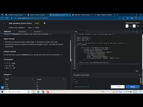 Add smallest prime factor || Starter 79 CodeChef Solution in java
