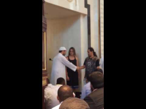 Two young accepting islam at  Omar Haikal Islamic Academy Mosque in LV