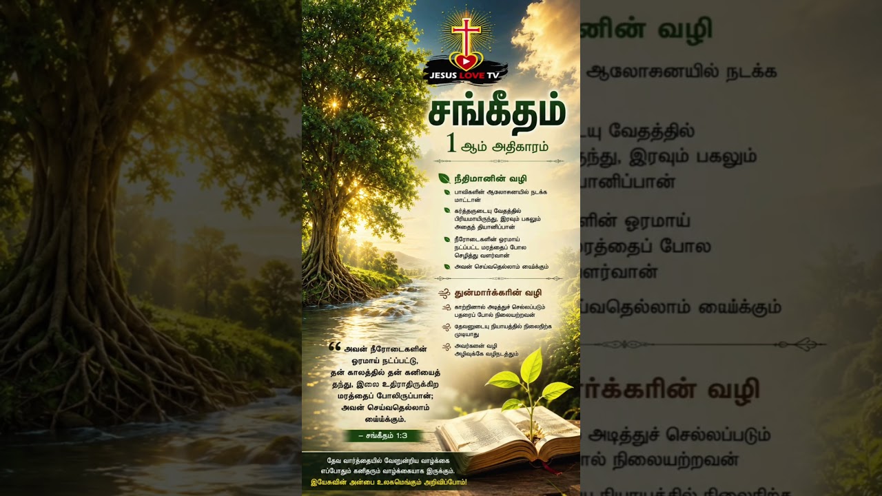 இன்றைய சங்கீத பகுதி |  சங்கீதம் ஒன்றாம் அதிகாரம் | JESUS love TV