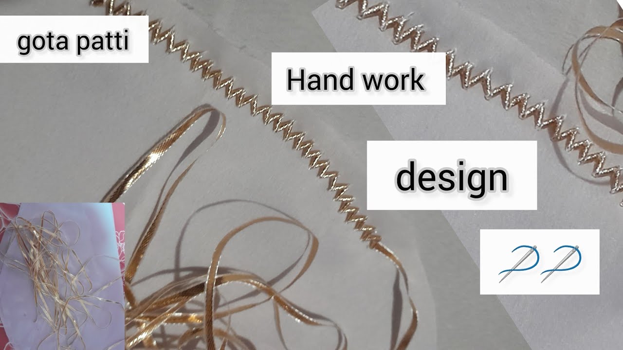 Gota patti hand work design /#gotalesswork design/patle gota ki design banane ka aasan tarika