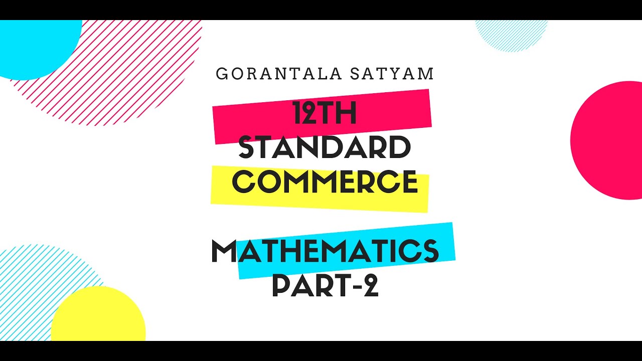 12th Commerce Mathematics Part2, YouTube