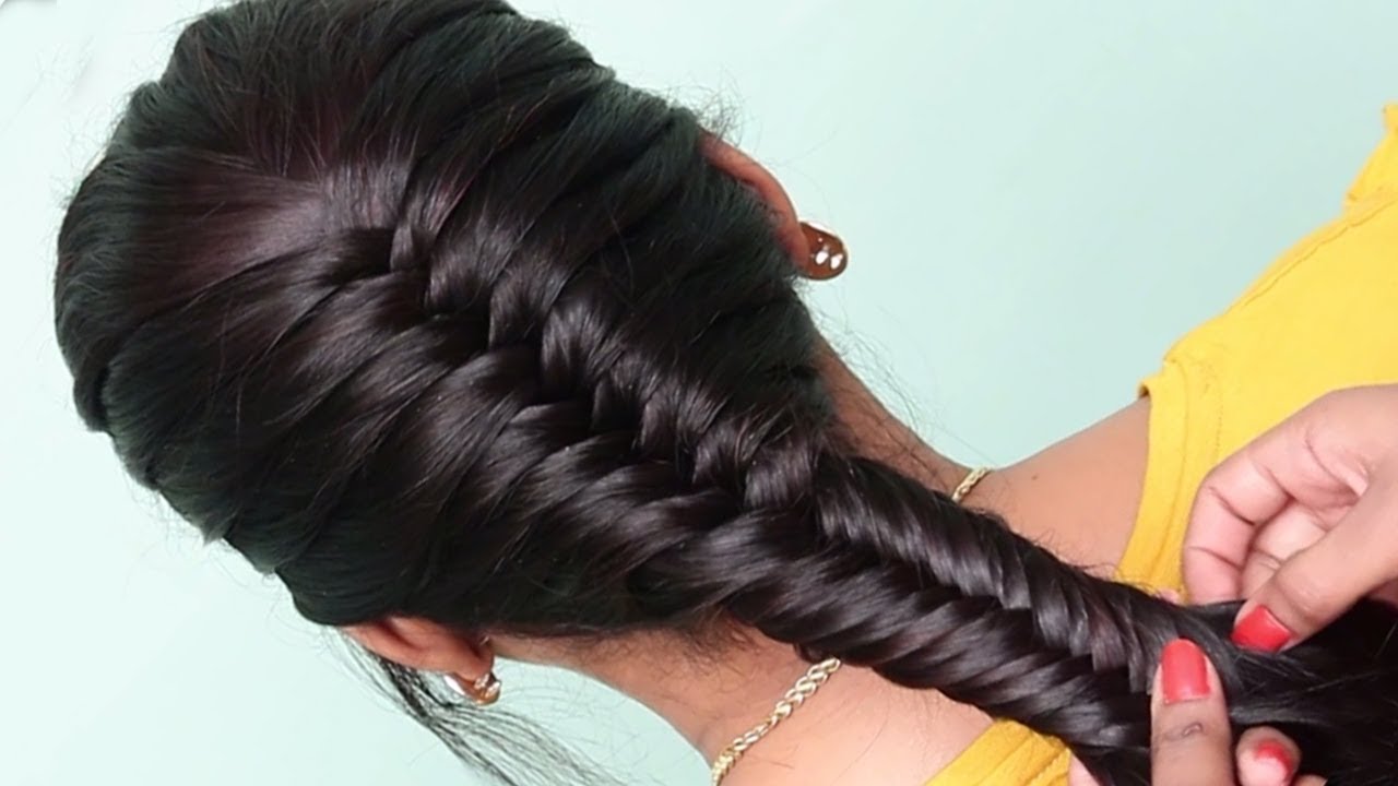 Reverse French braid, ulti sagar choti - YouTube