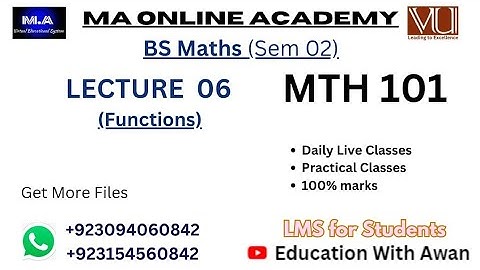 MTH 101 | Lecture 06 | Functions | BS Maths Semester 02 