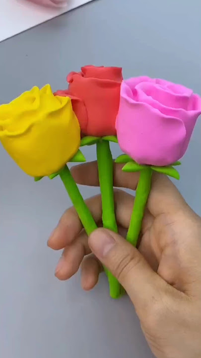 easy Diy clay rose flower art 🌹 #shorts #ytshorts#viral #trending #clayrose #art #artandcraft
