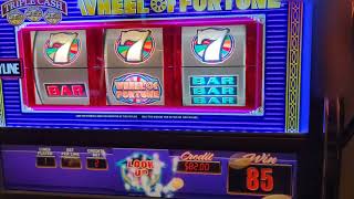 We spun the wheel and won playing Wheel of Fortune Triple Cash at Binions casino in Las Veags.