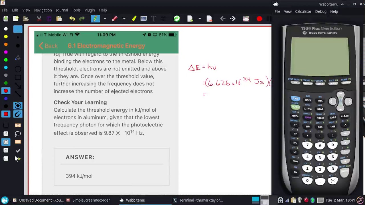 Calculate the threshold energy YouTube