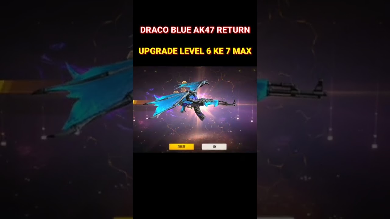 Blue ak47 upgrade level 7 max tricks⚡draco ak47 return 🥰 ff level max gun 😍🔥 