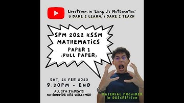 SPM KSSM 2022🌙⭐Night Seminar LIVE | Maths P1 | No Fin No Zzz | Material Provided in Description 👇|