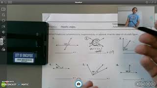 Vertical Angles on Classifying Angles Worksheet