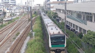 【埼京線直通！】JR E233系7000番台107編成 136M 各駅停車 新宿行 矢向陸橋通過！[2025 06.24(火)]