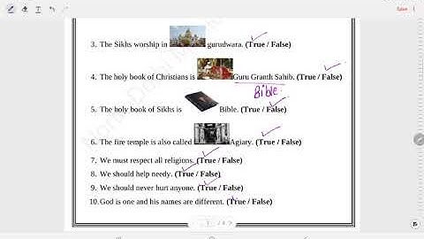 Class 2 EVS Worksheet Solution week 14(1/9/21) Topic: Places of Worship