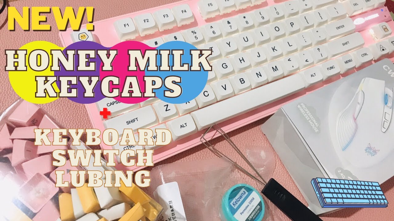 NEW HONEY MILK KEYCAPS XDA/PBT + ONIKUMA MOUSE | LUBING MY SWITCHES!