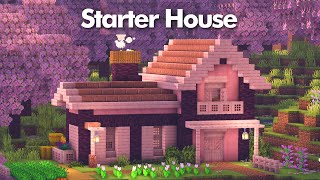 Minecraft | How to build a Cherry Blossom Starter House [Tutorial]