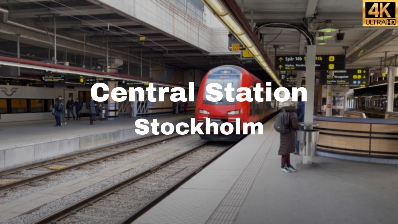 Trains at Central Station Stockholm Sweden | Centralen Stockholm | High Speed Trains | 4K HDR
