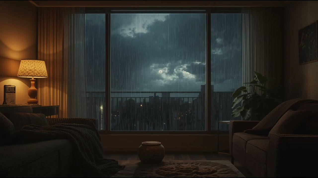 Rainy Night in a Cozy Apartment – Relaxing Rain Sounds for Sleep, Study & Calm 🏙️