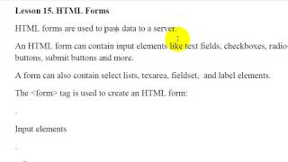 HTML Lesson 15 Forms Easy Steps - Sahalsoftware