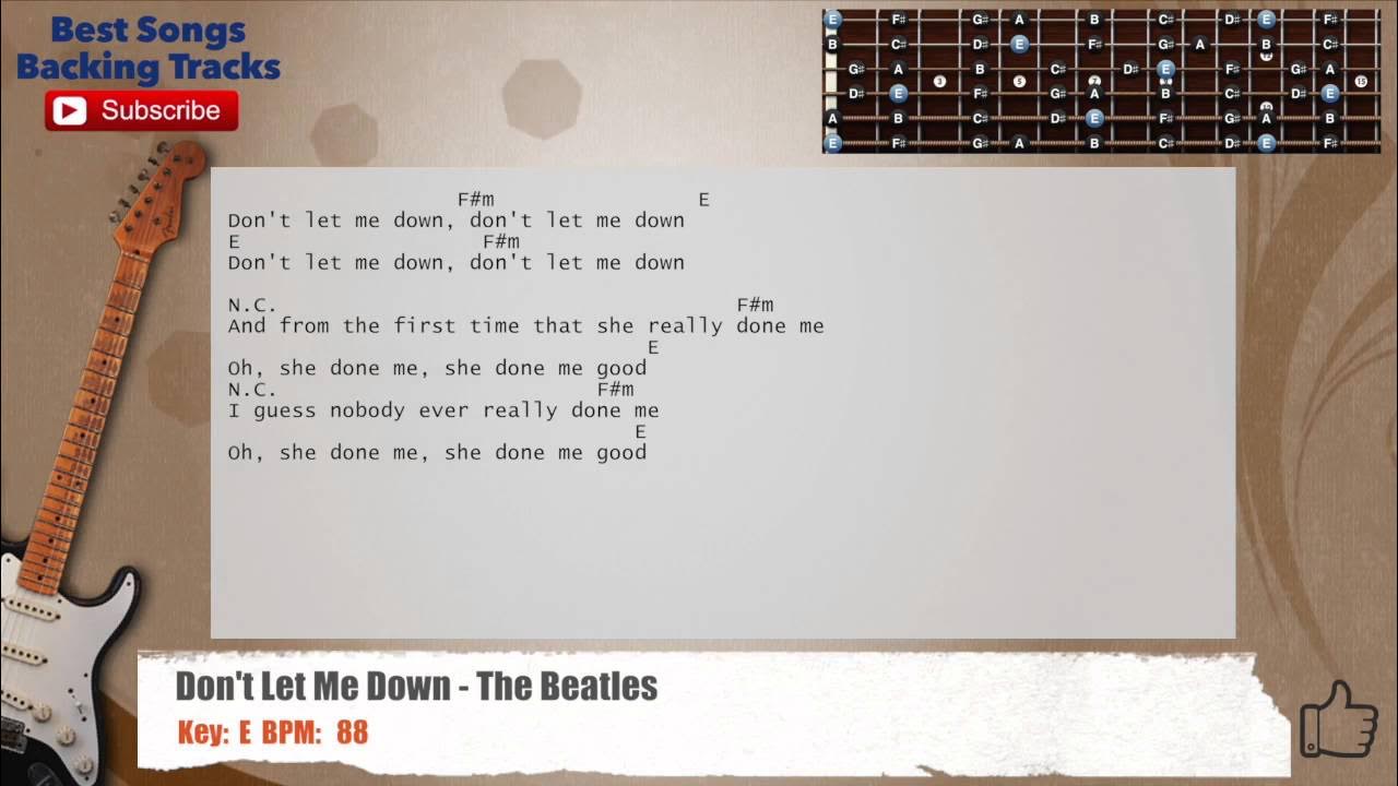 🎸 Don't Let Me Down - The Beatles Guitar Backing Track with chords and lyrics 🎸 Don't Let Me Down - The Beatles Guitar Backing Track with chords and lyrics