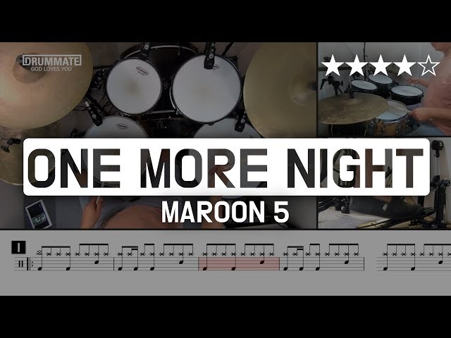 [Lv.15] One More Night - Maroon 5  (★★★★☆) Pop Drum Cover (Score, Lessons, Tutorial) | DRUMMATE class=