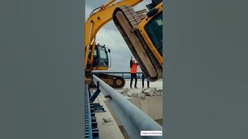 Seconds Before Disaster: Excavator Dangles Off Bridge Edge 😱🏗️ #fail #bridge #engineering