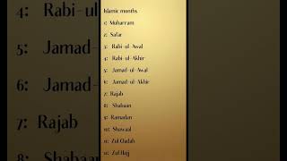 12 Islamic Months Name/১২ ইসলামিক মাসের নাম💞#shorts#viralshorts#islamicmonth