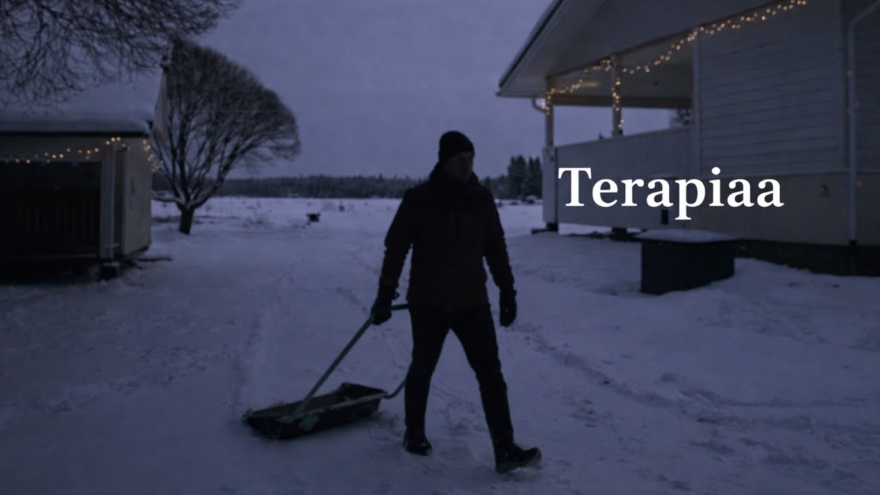 Työnnellään lumia pihalta