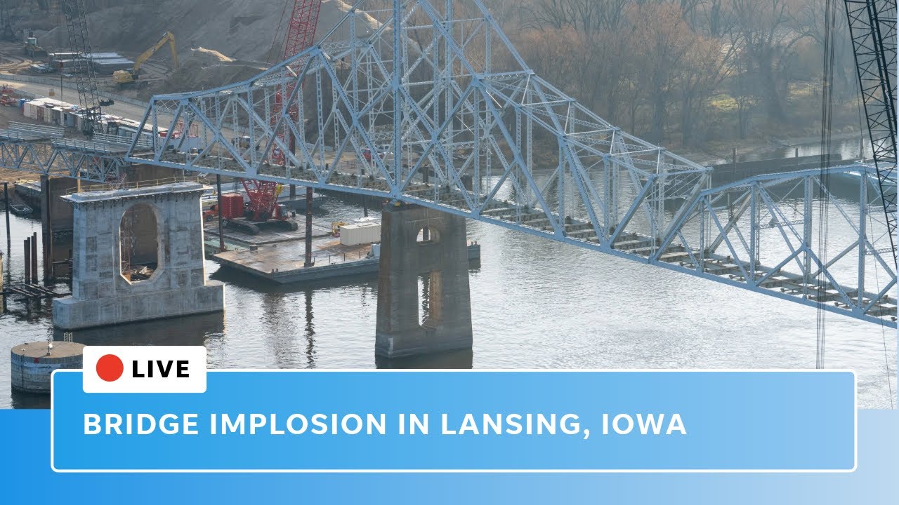 Live bridge implosion in Lansing, Iowa - YouTube