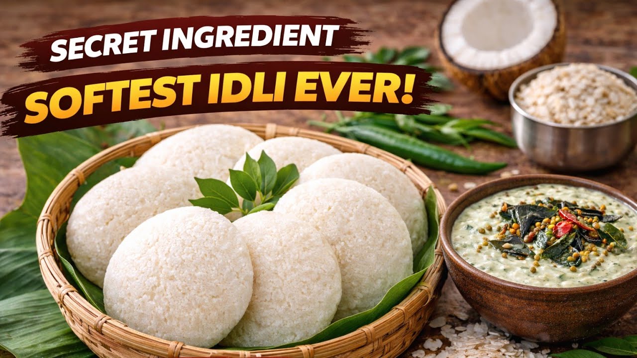 Softest Idli Ever With Coconut Chutney😍 Secret Ingredient Inside | Easy Idli Recipe