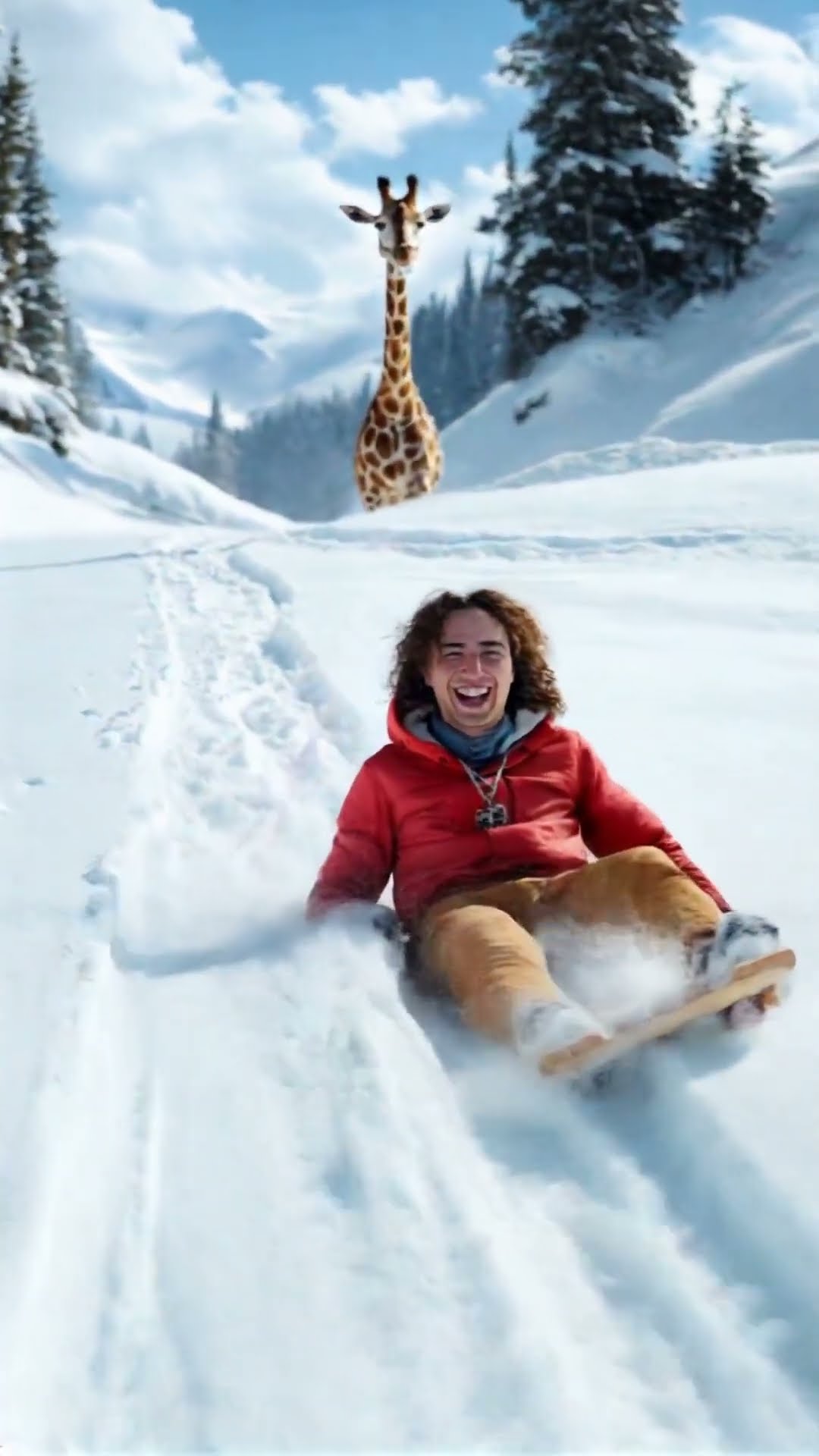 Snow Tubing with Giraffe!