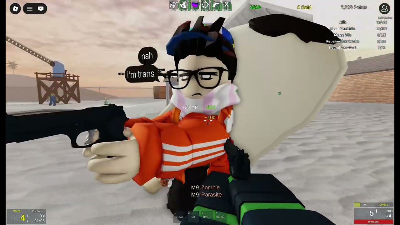 PLAYIN A ZOMBIE GAME IN ROBLOX