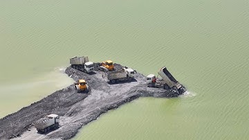 282​ Incredible! Nice dozer Shantui in sand + Wheel Loader Moving Rock & Dump Trucks Fill The Soil