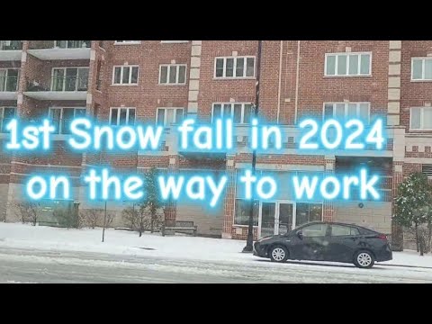 First Snow fall in winter 2024..Chicago...on the way to work - YouTube