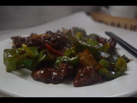 Stir fry beef green pepper and black bean sauce